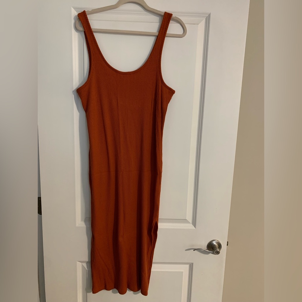 Double Zero Rust Ribbed Maxi Tank Dress